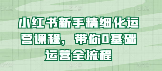 小红书新手精细化运营课程，带你0基础运营全流程-圆梦资源网