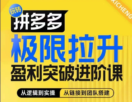 拼多多极限拉升盈利突破进阶课，​从算法到玩法，从玩法到团队搭建，体系化系统性帮助商家实现利润提升-圆梦资源网