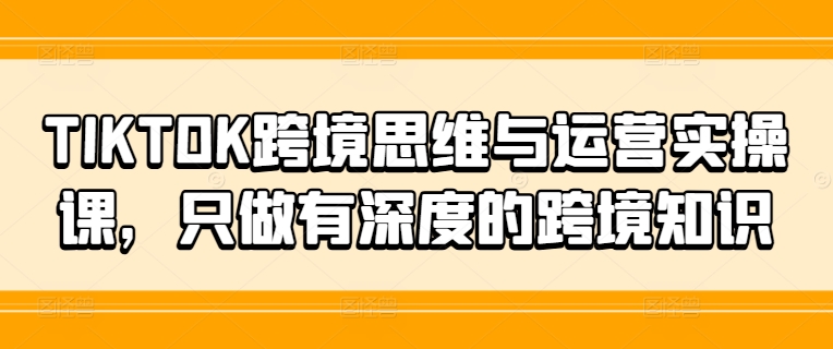 TIKTOK跨境思维与运营实操课，只做有深度的跨境知识-圆梦资源网