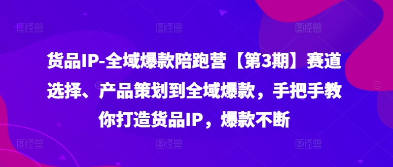 货品IP全域爆款陪跑营【第3期】赛道选择、产品策划到全域爆款，手把手教你打造货品IP，爆款不断-圆梦资源网