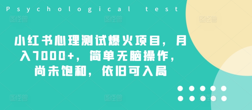 小红书心理测试爆火项目，月入7000+，简单无脑操作，尚未饱和，依旧可入局-圆梦资源网