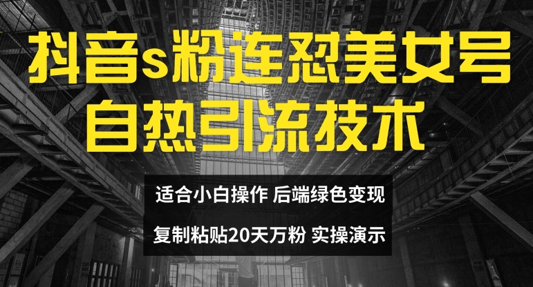 抖音s粉连怼美女号自热引流技术复制粘贴，20天万粉账号，无需实名制，矩阵操作【揭秘】-圆梦资源网