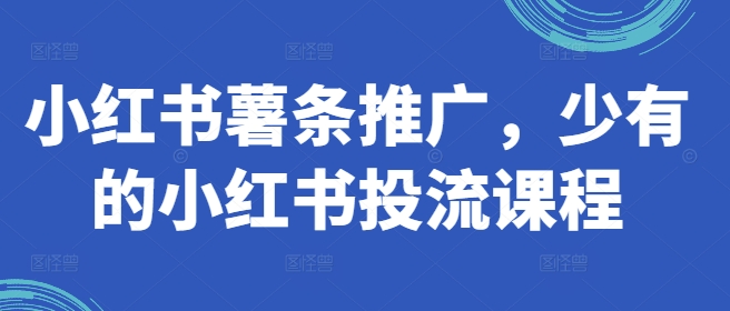 小红书薯条推广，少有的小红书投流课程-圆梦资源网