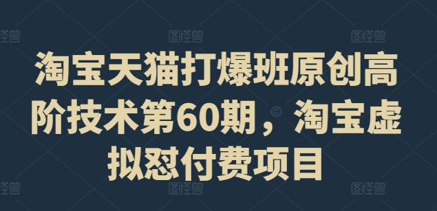 淘宝天猫打爆班原创高阶技术第60期，淘宝虚拟怼付费项目-圆梦资源网