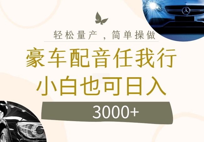 不为人知的暴力小项目，豪车配音，日入几张【揭秘】-圆梦资源网