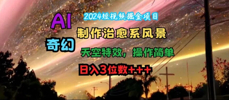 2024短视频掘金项目，AI制作治愈系风景，奇幻天空特效，操作简单，日入3位数【揭秘】-圆梦资源网