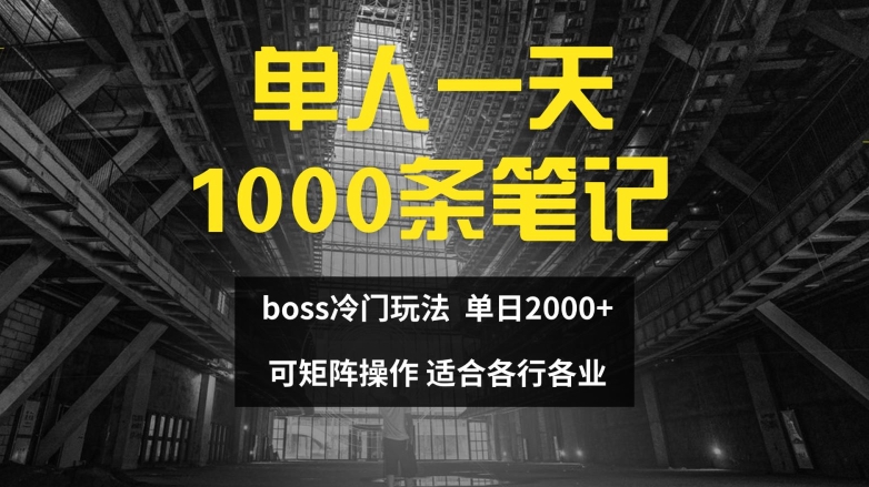 单人一天1000条笔记，日入2000+，BOSS直聘的正确玩法【揭秘】-圆梦资源网
