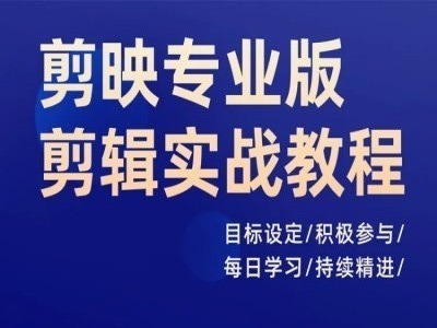 剪映专业版剪辑实战教程，目标设定/积极参与/每日学习/持续精进-圆梦资源网