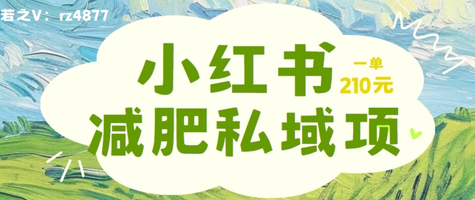 小红书减肥粉，私域变现项目，一单就达210元，小白也能轻松上手【揭秘】-圆梦资源网