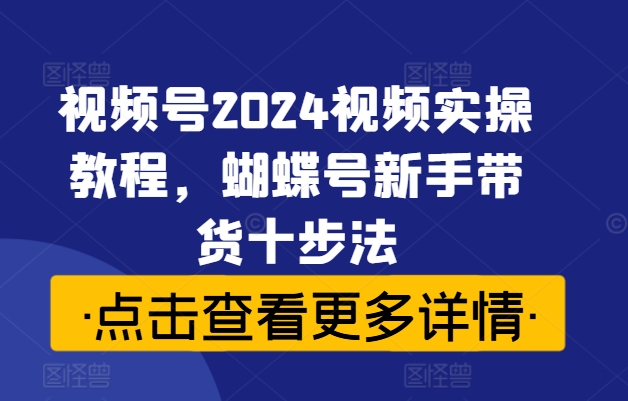 视频号2024视频实操教程，蝴蝶号新手带货十步法-圆梦资源网