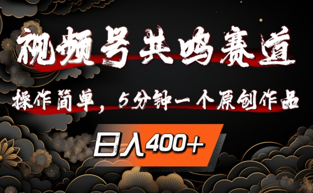 视频号共鸣赛道，操作简单，5分钟1个原创作品，日入几张【揭秘】-圆梦资源网