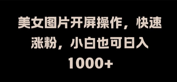 美女图片开屏操作，快速涨粉，小白也可日入1k【揭秘】-圆梦资源网