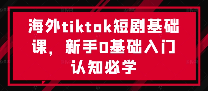 海外tiktok短剧基础课，新手0基础入门认知必学-圆梦资源网