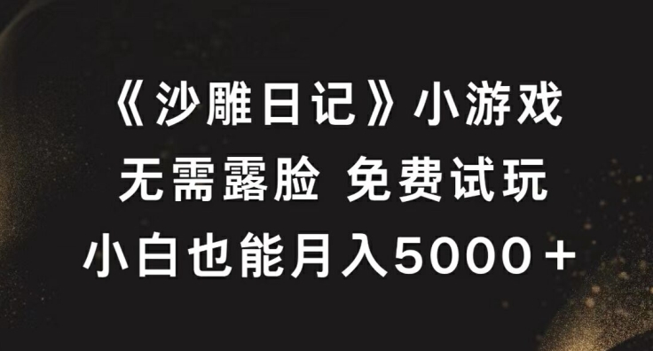 《沙雕日记》小游戏，无需露脸免费试玩，小白也能月入5000+【揭秘】-圆梦资源网