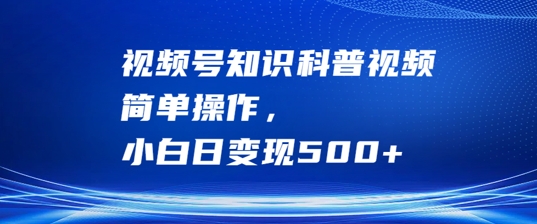 视频号知识科普视频，简单操作，小白日变现500+【揭秘】-圆梦资源网