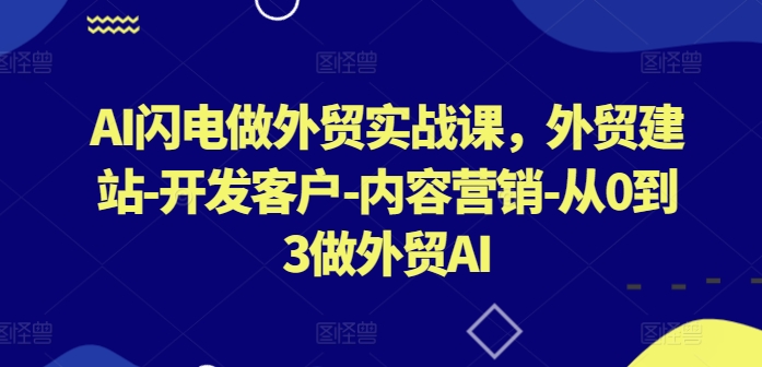 AI闪电做外贸实战课，​外贸建站-开发客户-内容营销-从0到3做外贸AI（更新）-圆梦资源网