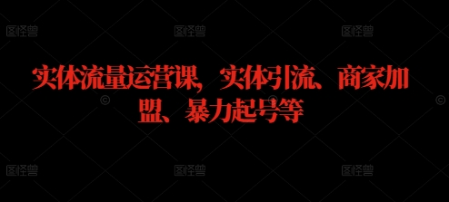 实体流量运营课，实体引流、商家加盟、暴力起号等-圆梦资源网