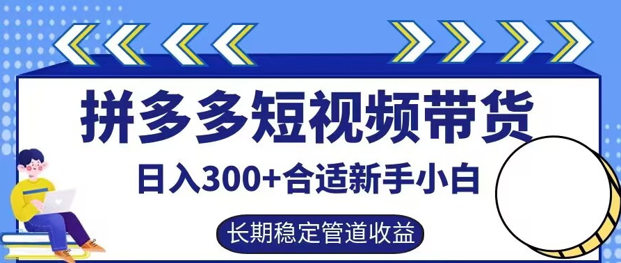拼多多短视频带货日入300+有长期稳定被动收益，合适新手小白【揭秘】-圆梦资源网