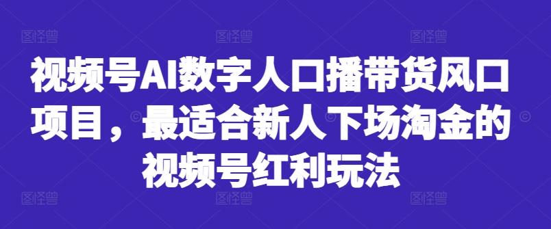 视频号AI数字人口播带货风口项目，最适合新人下场淘金的视频号红利玩法-圆梦资源网
