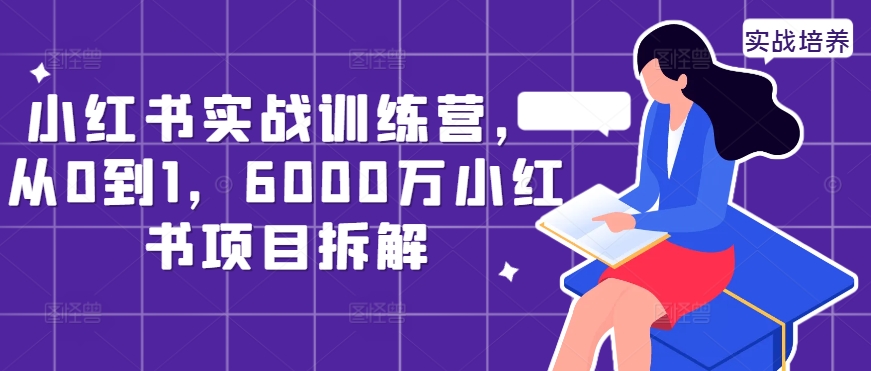 小红书实战训练营，从0到1，6000万小红书项目拆解-圆梦资源网