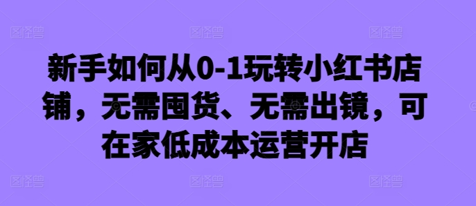 新手如何从0-1玩转小红书店铺，无需囤货、无需出镜，可在家低成本运营开店-圆梦资源网