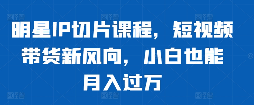 明星IP切片课程，短视频带货新风向，小白也能月入过万-圆梦资源网
