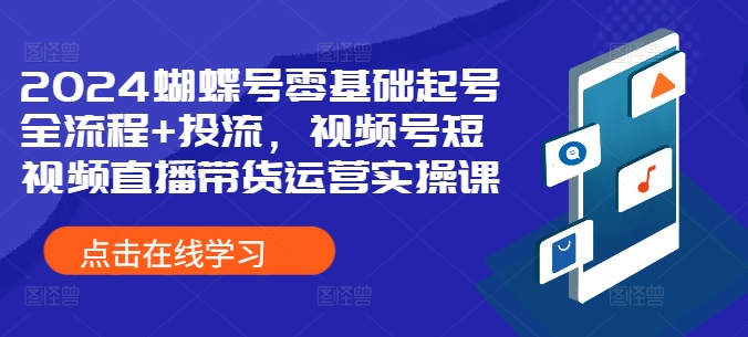 2024蝴蝶号零基础起号全流程+投流，视频号短视频直播带货运营实操课-圆梦资源网