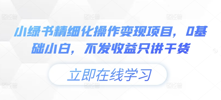 小绿书精细化操作变现项目，0基础小白，不发收益只讲干货-圆梦资源网