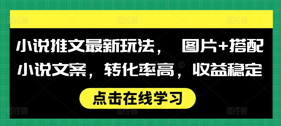 小说推文最新玩法， 图片+搭配小说文案，转化率高，收益稳定-圆梦资源网
