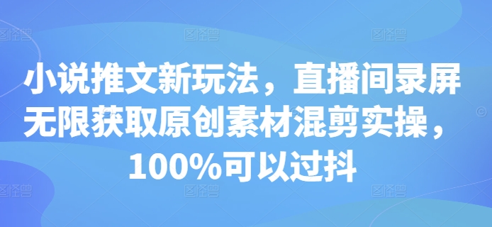 小说推文新玩法，直播间录屏无限获取原创素材混剪实操，100%可以过抖-圆梦资源网