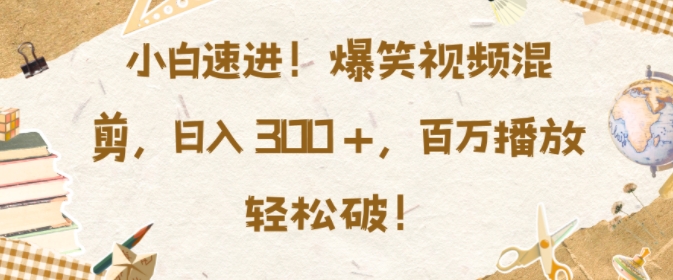 小白速进，爆笑视频混剪，日入3张，百万播放轻松破【揭秘】-圆梦资源网