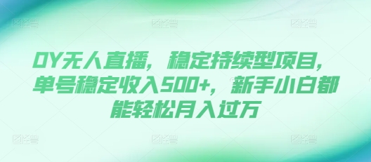 DY无人直播，稳定持续型项目，单号稳定收入500+，新手小白都能轻松月入过万【揭秘】-圆梦资源网