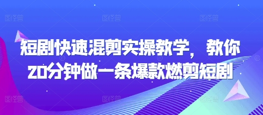 短剧快速混剪实操教学，教你20分钟做一条爆款燃剪短剧-圆梦资源网