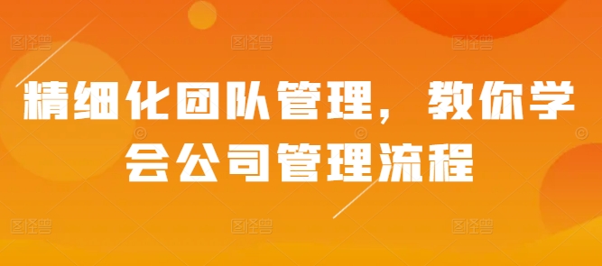 精细化团队管理，教你学会公司管理流程-圆梦资源网