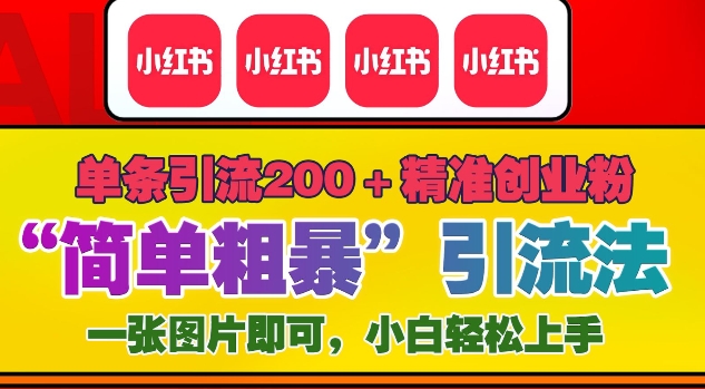 12月底小红书”简单粗暴“引流法，单条引流200+精准创业粉-圆梦资源网