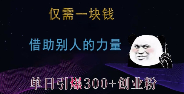 仅需一块钱，借助别人的力量，单日引爆300+创业粉、兼职粉【揭秘】-圆梦资源网