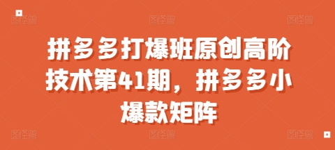 拼多多打爆班原创高阶技术第41期，拼多多小爆款矩阵-圆梦资源网