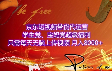 京东短视频带货代运营，学生党、宝妈党超级福利，只需每天无脑上传视频，月入8000+【仅揭秘】-圆梦资源网