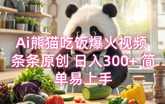 Ai熊猫吃饭爆火视频 条条原创 日入300+ 简单易上手-圆梦资源网
