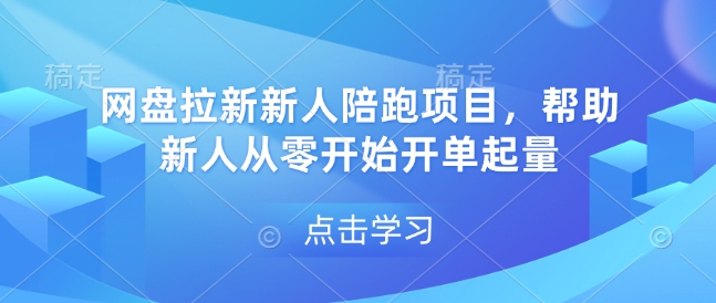 网盘拉新新人陪跑项目，帮助新人从零开始开单起量-圆梦资源网