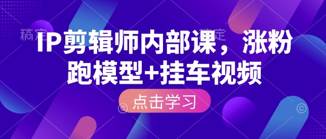 IP剪辑师内部课，涨粉跑模型+挂车视频-圆梦资源网