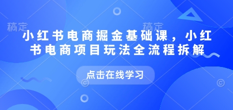 小红书电商掘金课，小红书电商项目玩法全流程拆解-圆梦资源网