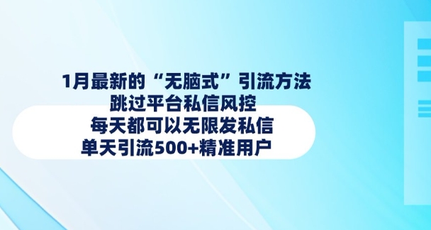 1月最新的无脑式引流方法，跳过平台私信风控，每天都可以无限发私信，单天引流500+精准用户-圆梦资源网
