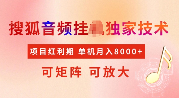 首发搜狐音频挂JI，项目红利期，可矩阵可放大，稳定月入5k【揭秘】-圆梦资源网
