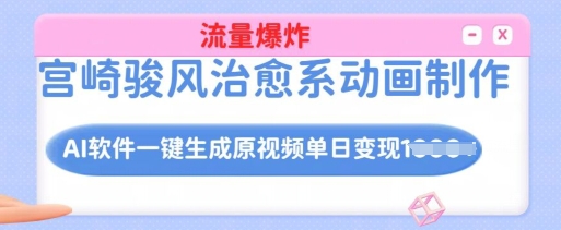 宫崎骏风治愈系动画制作，AI软件一键生成原创视频流量爆炸，单日变现多张，详细实操流程-圆梦资源网