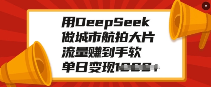 用DeepSeek做城市航拍大片，流量赚到手软，单日变现多张-圆梦资源网