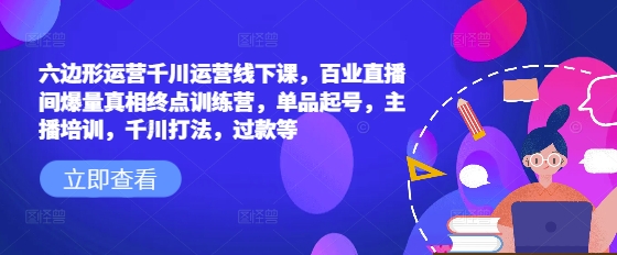 六边形运营千川运营线下课，百业直播间爆量真相终点训练营，单品起号，主播培训，千川打法，过款等-圆梦资源网