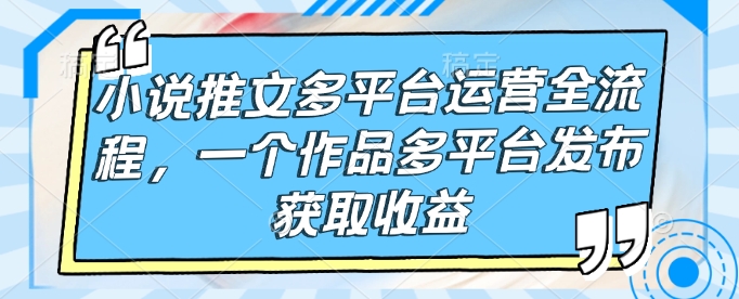 小说推文多平台运营全流程，一个作品多平台发布获取收益-圆梦资源网