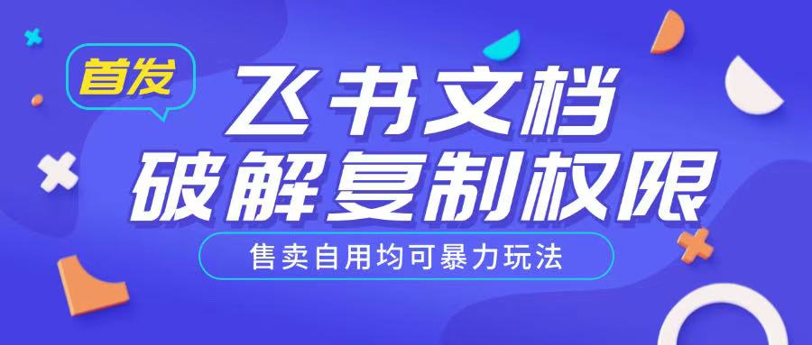 首发飞书文档破解复制权限，售卖自用均可暴力玩法-圆梦资源网