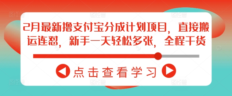 2月最新撸支付宝分成计划项目，直接搬运连怼，新手一天轻松多张，全程干货-圆梦资源网